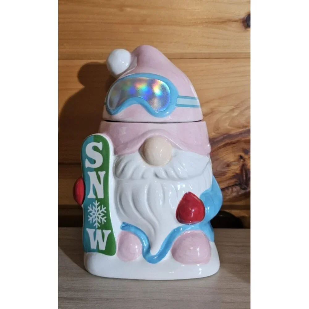New Martha Stewart Gnome Snow Day Snowboarding 2 Wick Candle Jar Winter